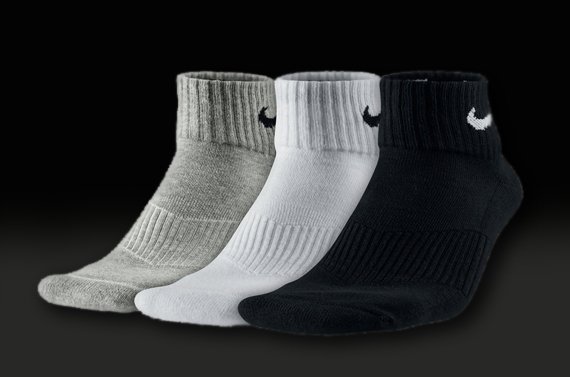 Спортивные носки Nike - 3 пары (Белые-Черные-Серые)