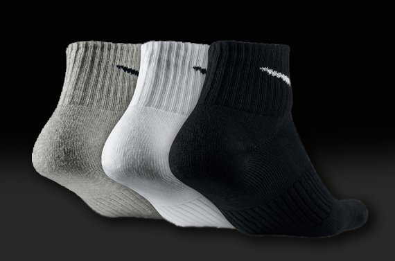 Спортивные носки Nike - 3 пары (Белые-Черные-Серые)