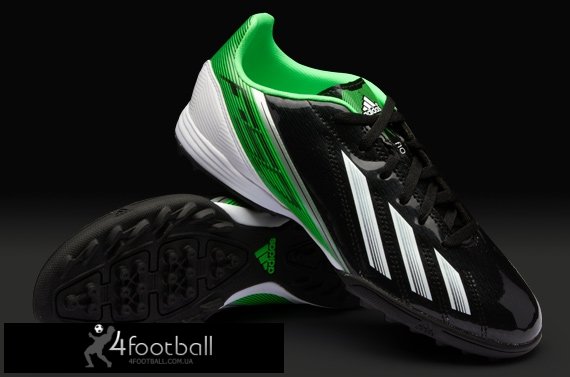 Детские сороконожки Adidas F10 TRX TF (черный-зеленый)