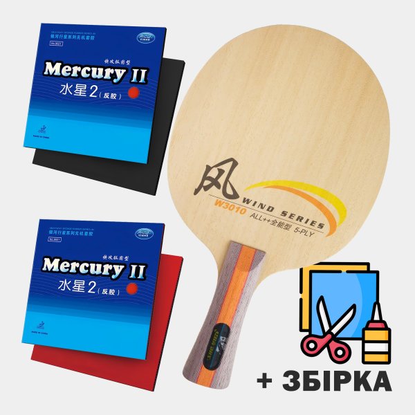 Основание DHS W3010 + Накладки Yinhe Mercury II (Ракетка собрана в ручную)