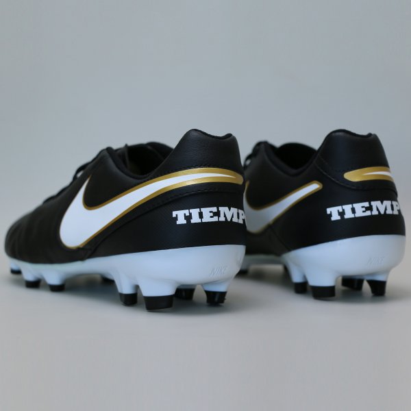 Бутсы Nike Tiempo GENIO II Leather FG - Black/Gold 819213-010