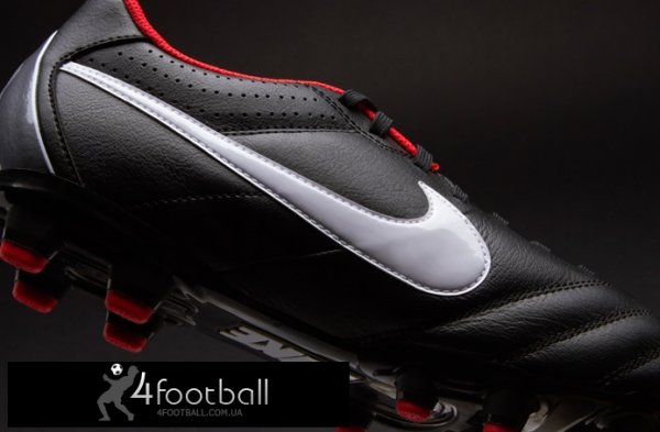 Бутсы Nike Tiempo Natural IV FG кожа (черный/красный)