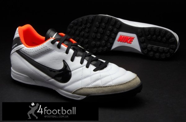Сороконіжки Nike Tiempo Natural Leather IV TF (білий/оранж) - зображення 2
