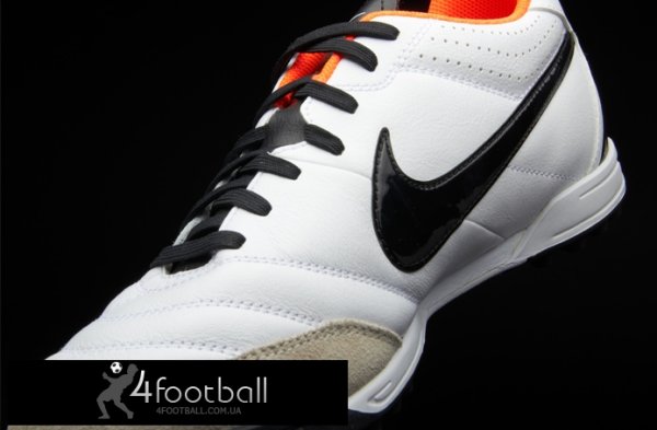 Сороконожки Nike Tiempo Natural Leather IV TF (белый/оранж)