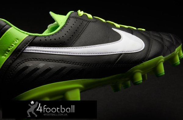 Бутсы Nike Tiempo Natural Leather IV FG (черный/зеленый)