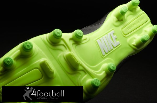 Детские бутсы Nike Tiempo Natural IV FG кожа (черный-зеленый)