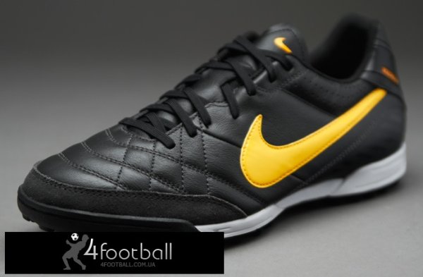 Сороконіжки Nike Tiempo Natural Leather IV TF (чорний/жовтогарячий) - зображення 2